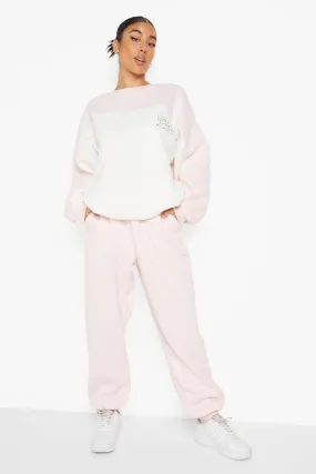 Ofcl Applique Color Block Sweater Tracksuit