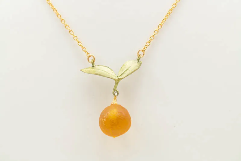 Orange Blossom 16 Inch Adjustable Dainty Drop Pendant Necklace by Michael Michaud