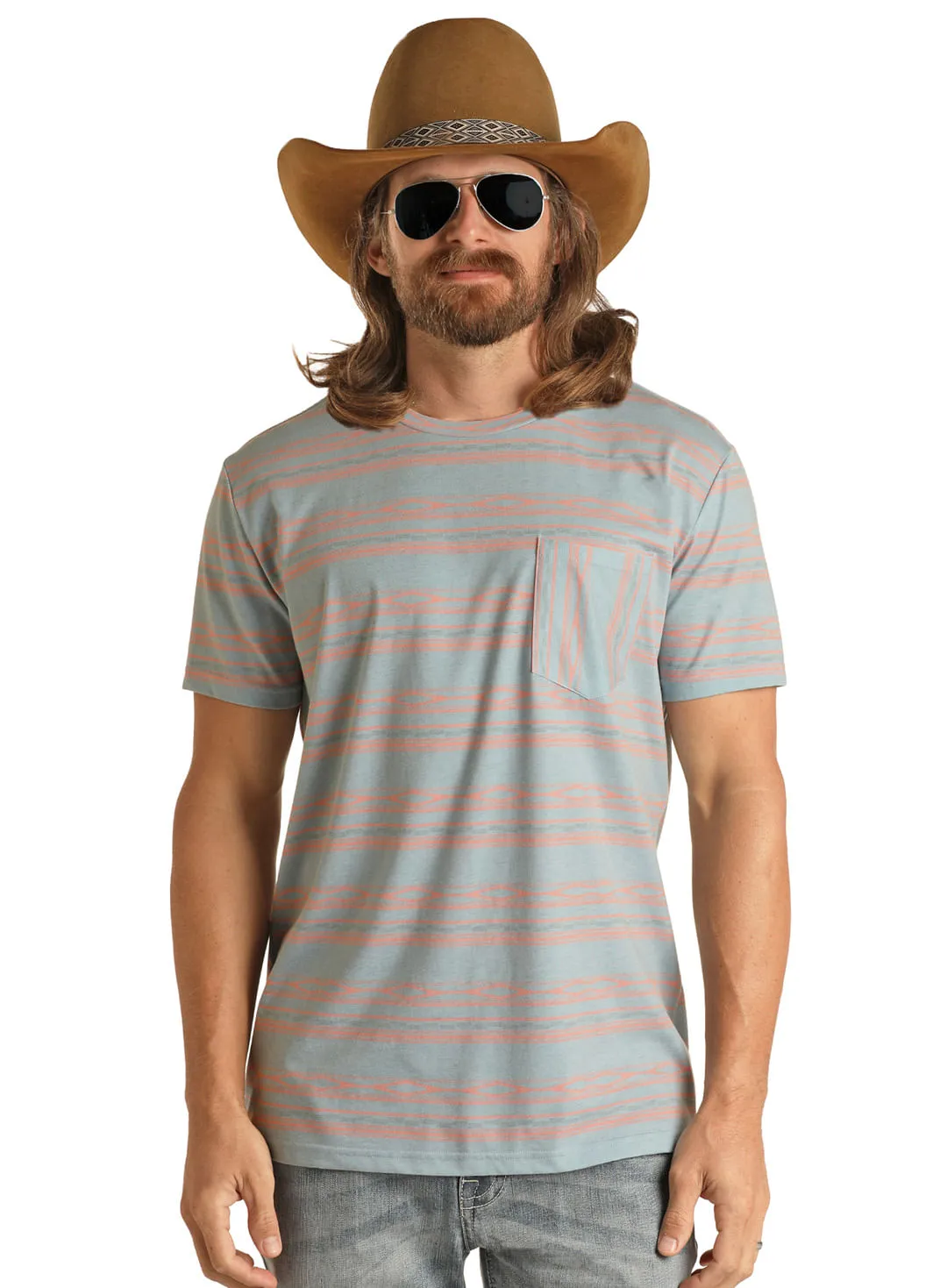 Panhandle Slim Mens Light Blue Crew Neck Tee