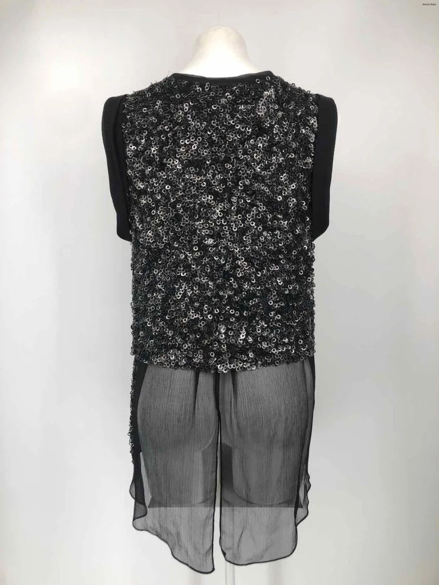 PHILIP LAM Black Silk Sequined Size SMALL (S) Top