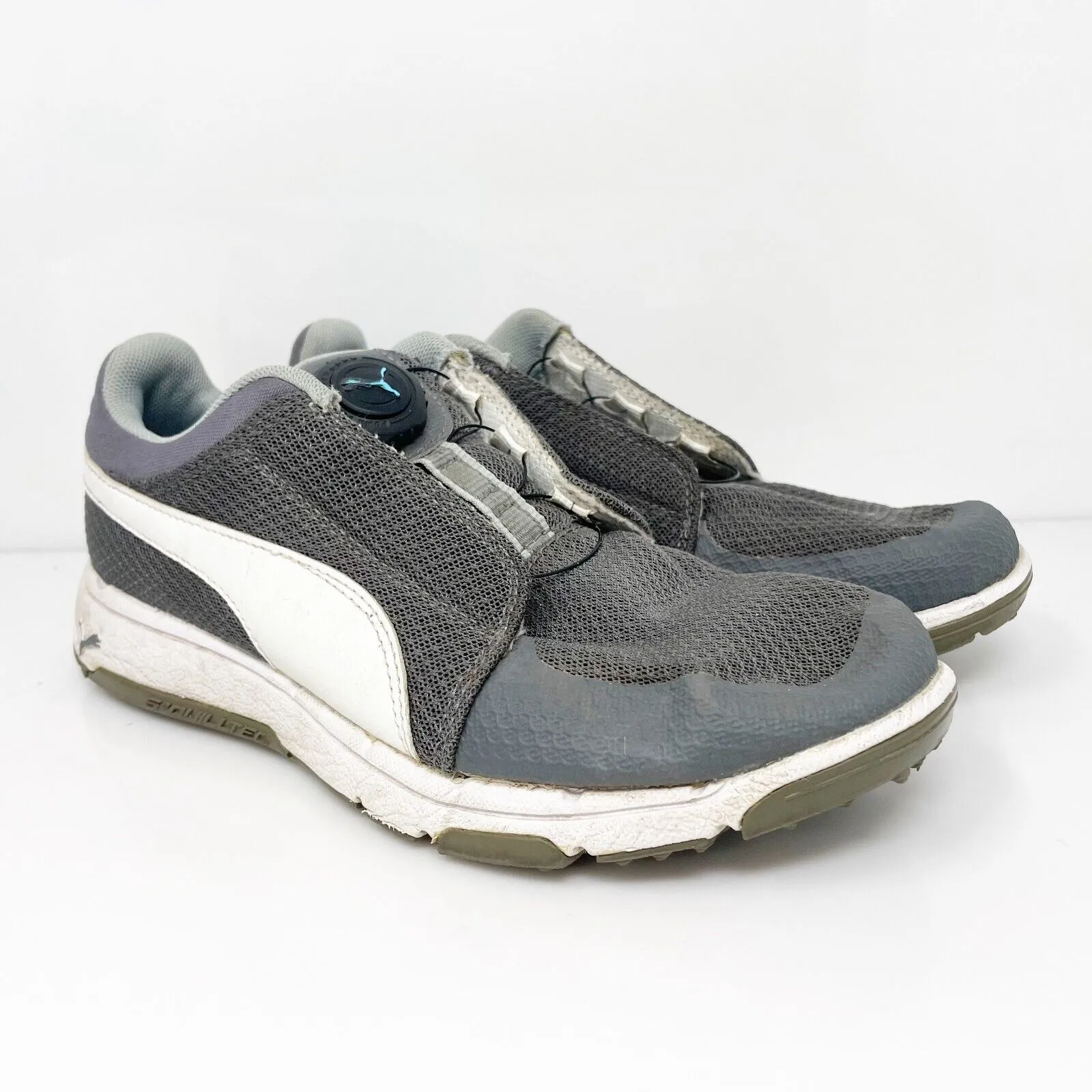 Puma Boys Grip Sport Disc 189605 01 Gray Running Shoes Sneakers Size 5C