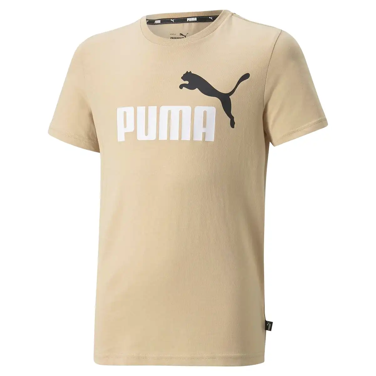 PUMA JUNIOR ESSENTIALS+ TWO-TONE LOGO BEIGE TEE