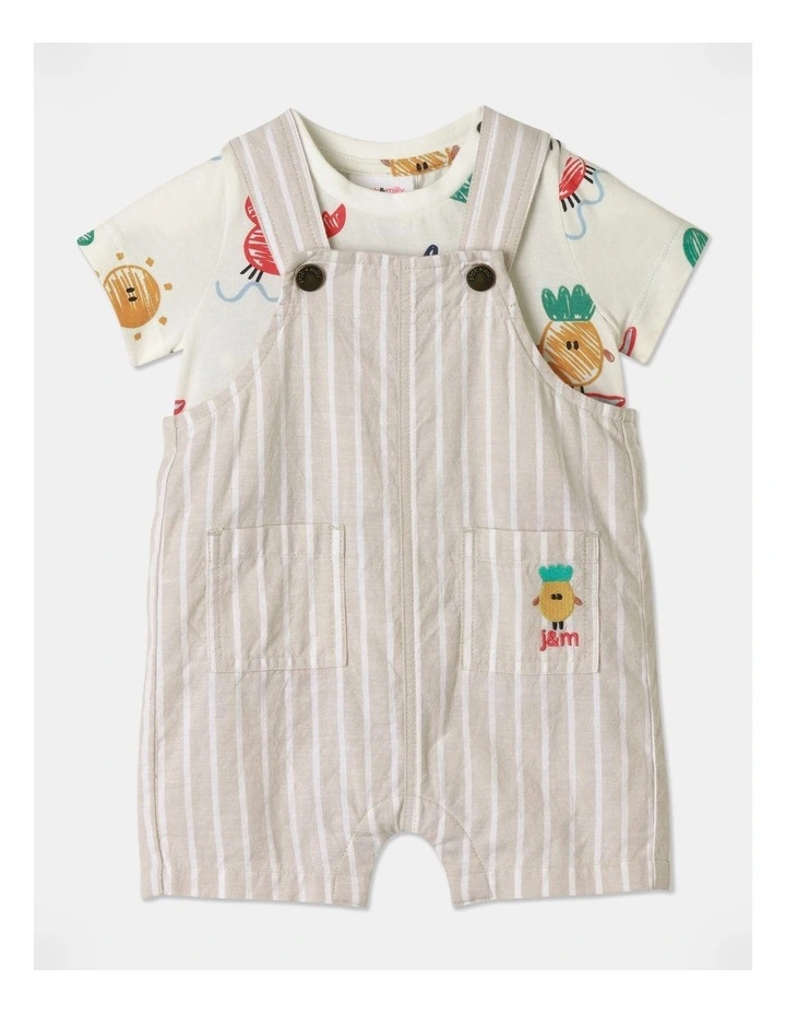 Roy Overall and Tee Sketchy Seaside Set in Light Brown