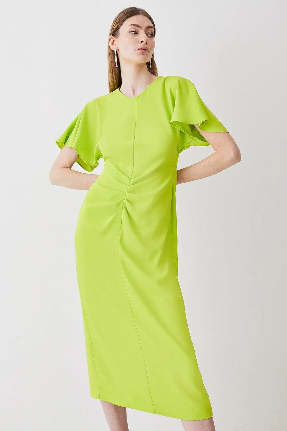 Ruched Front Crepe Midi Dress | Karen Millen