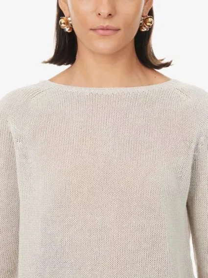 S Max Mara  |Crew Neck Casual Style Linen Long Sleeves V-neck & Crew neck