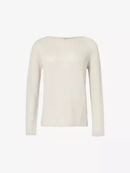 S Max Mara  |Crew Neck Casual Style Linen Long Sleeves V-neck & Crew neck