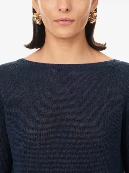 S Max Mara  |Crew Neck Casual Style Linen Long Sleeves V-neck & Crew neck