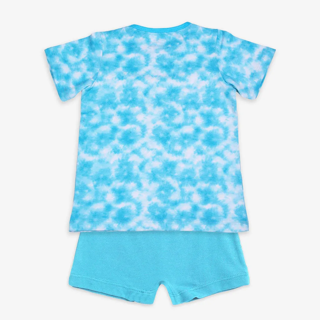 Short Sleeve Top & Shorts Set - Tie-Dye Blue - 2 - 4 years