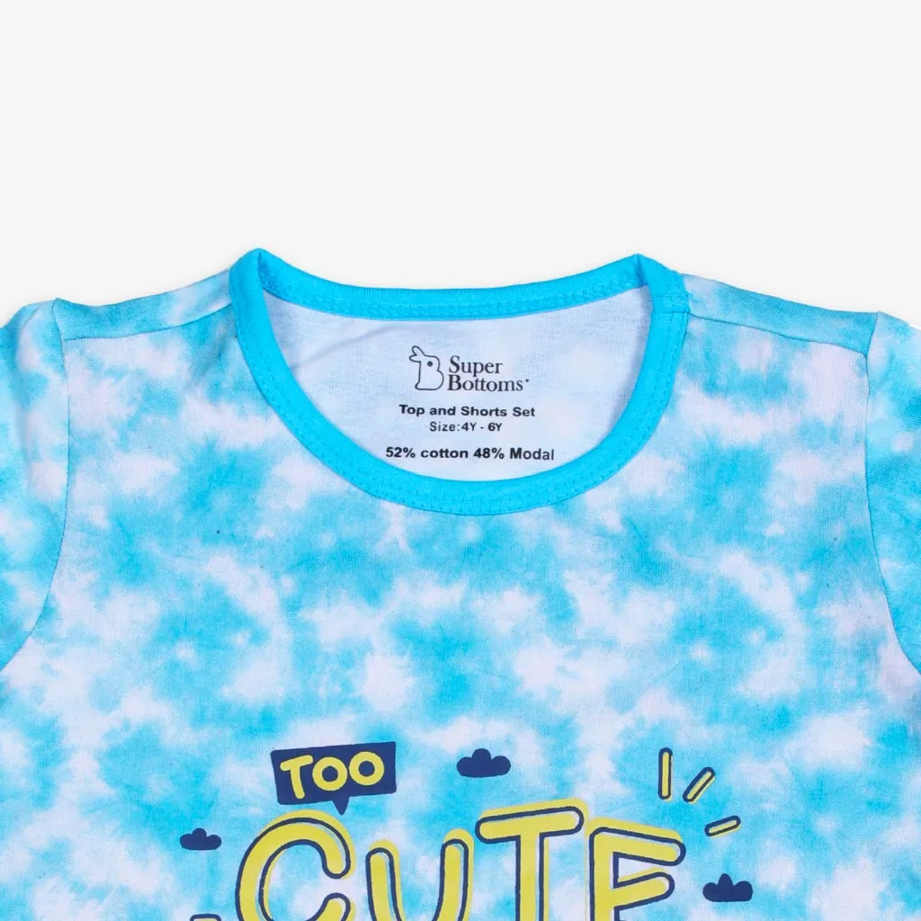 Short Sleeve Top & Shorts Set - Tie-Dye Blue - 2 - 4 years