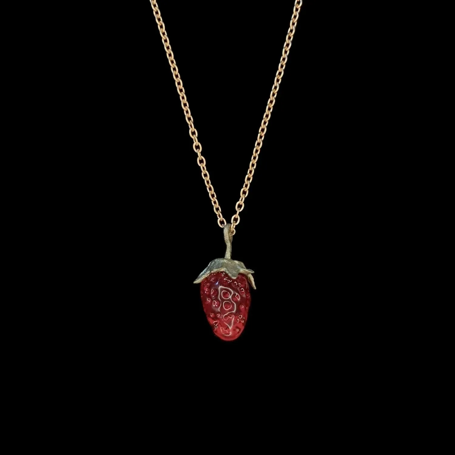 Spring Strawberry 16 Inch Adjustable Dainty Pendant Necklace by Michael Michaud