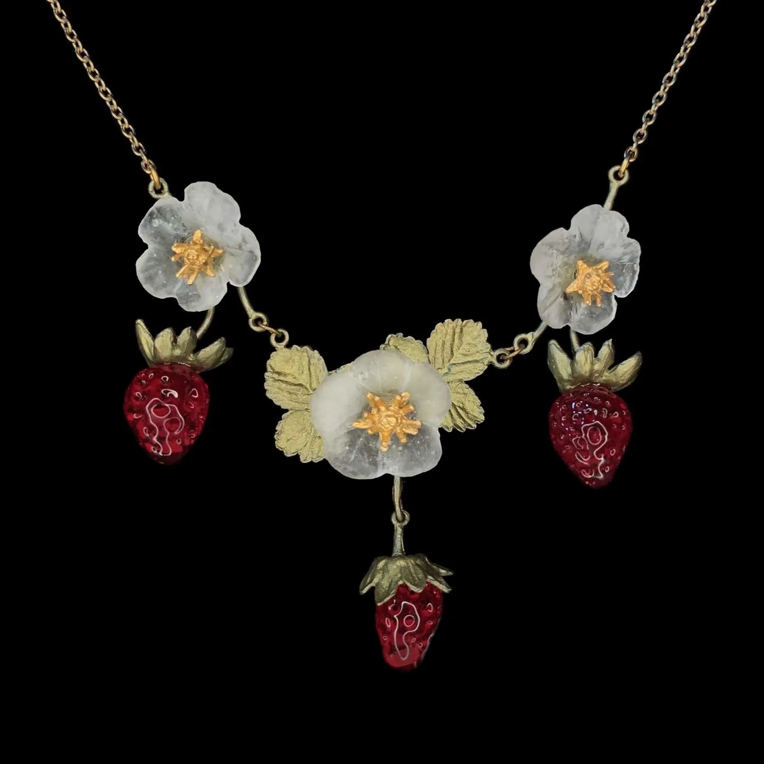 Spring Strawberry 16 Inch Adjustable Necklace by Michael Michaud