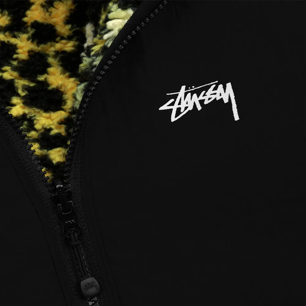 STSSY SHERPA REVERSIBLE JACKET // YELLOW LEOPARD