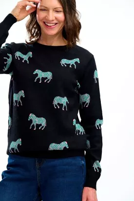 Sugarhill - Lizzie Jumper - Black Vibrant Zebras