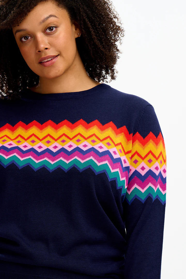 Sugarhill - Rita Jumper - Navy Fairisle Stripe