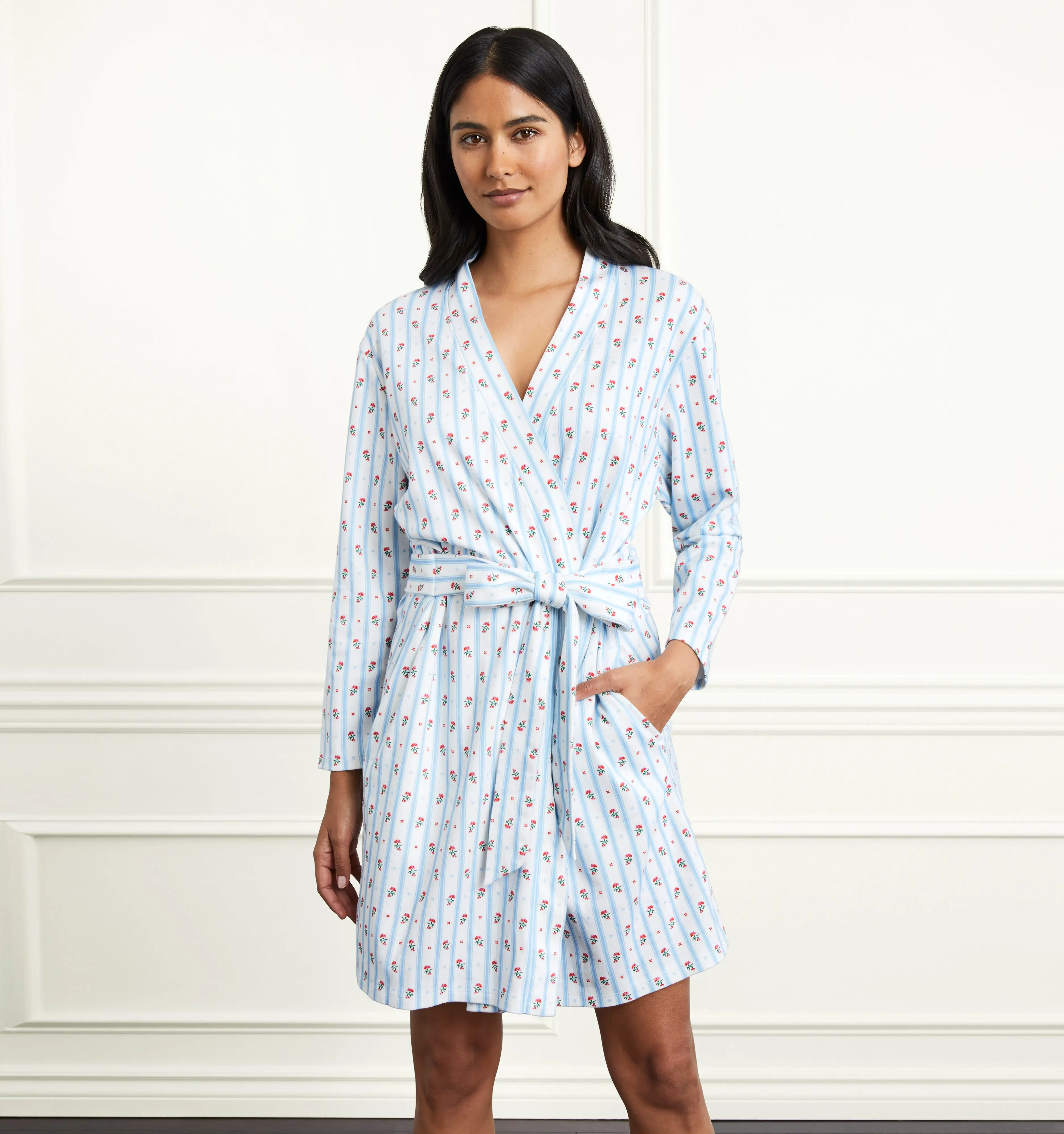 The Drew Robe - Floral Stripe