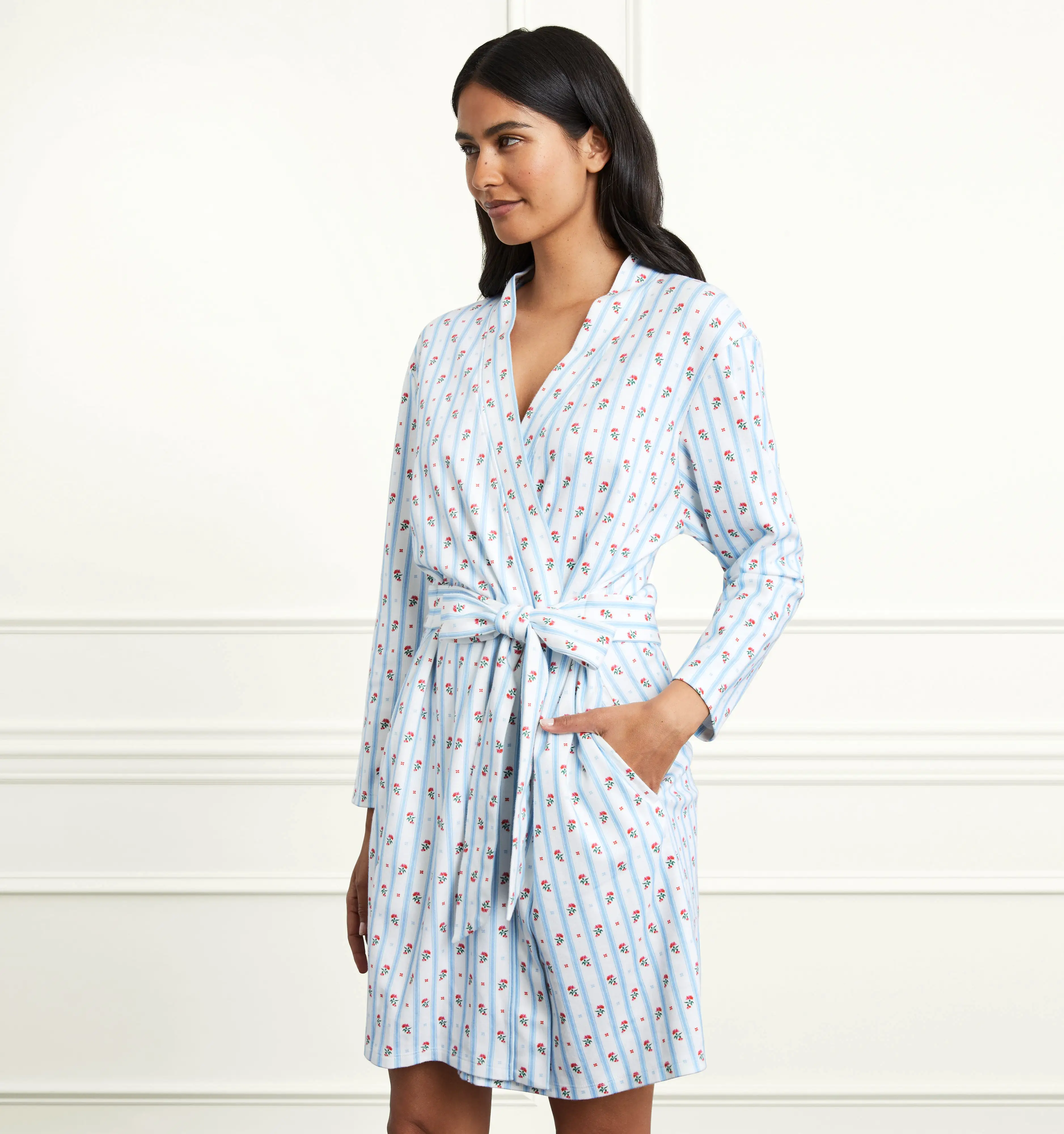 The Drew Robe - Floral Stripe