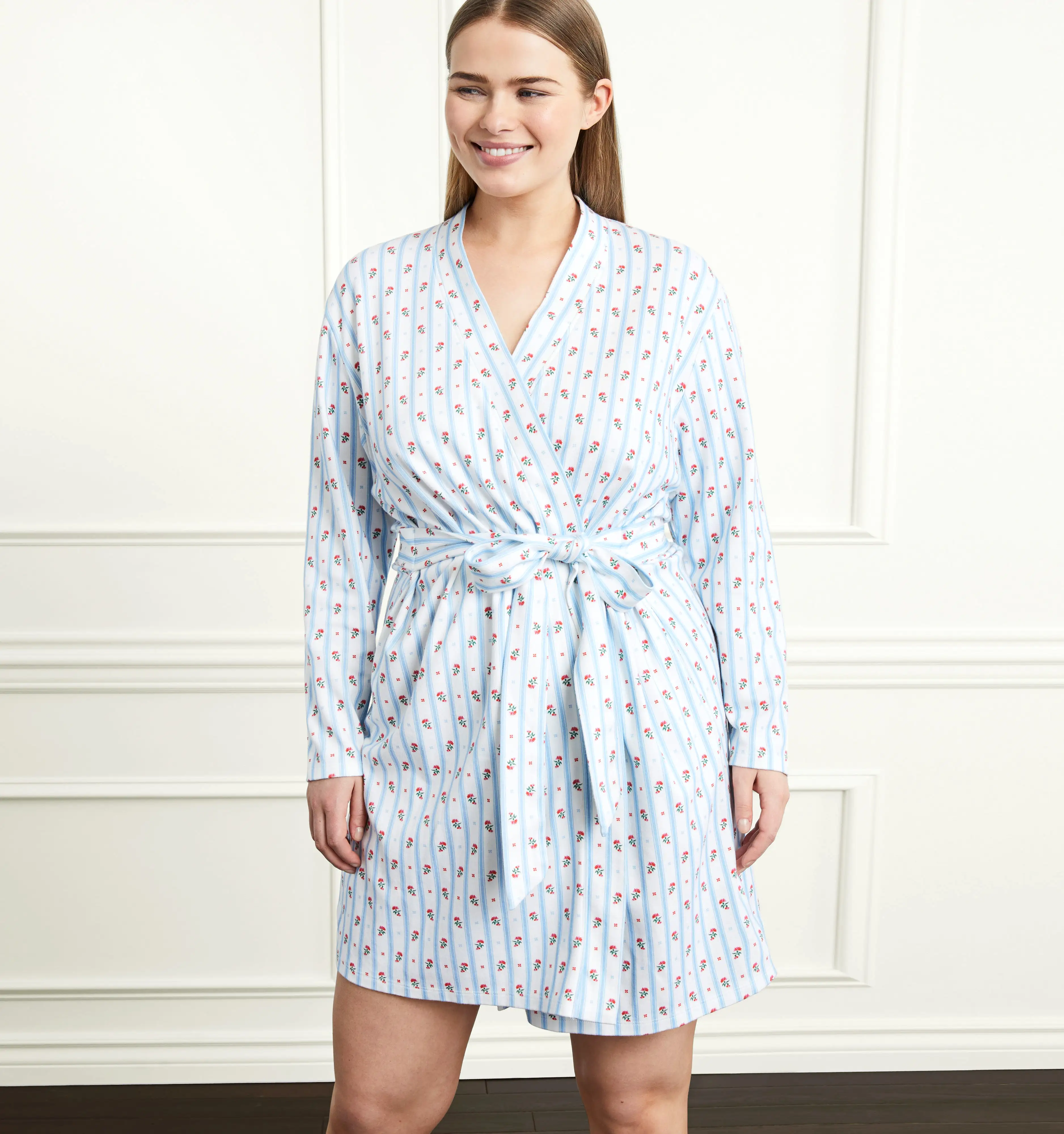 The Drew Robe - Floral Stripe