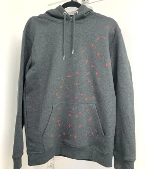 Unisex Hoodie with red stickmen, ready to ship