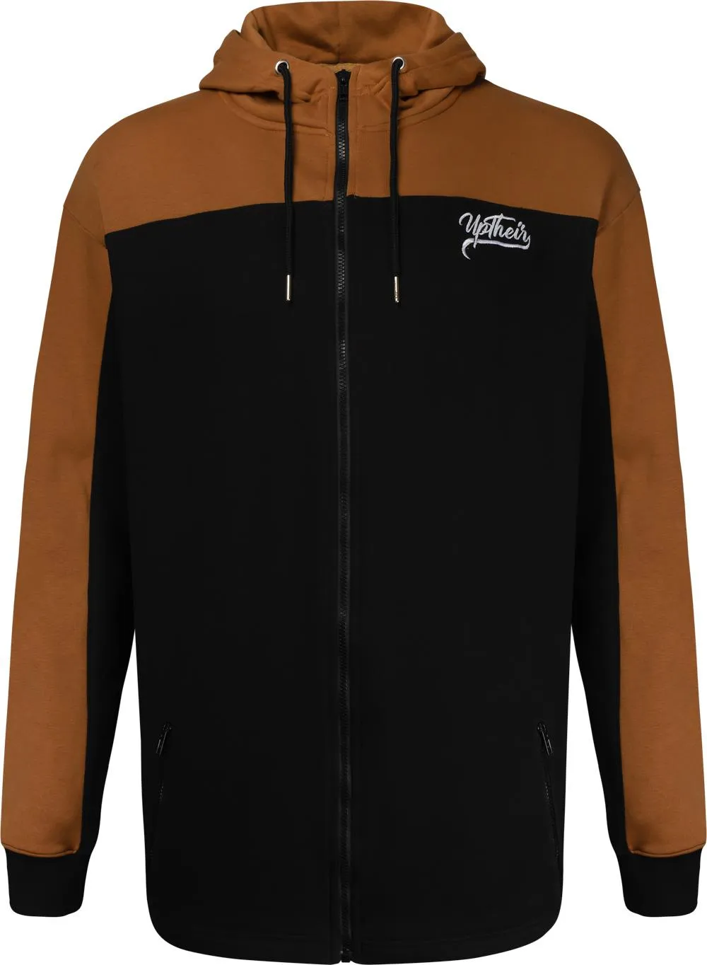 Uptheir Looe Zip Through Contrast Panel Hoody - Black