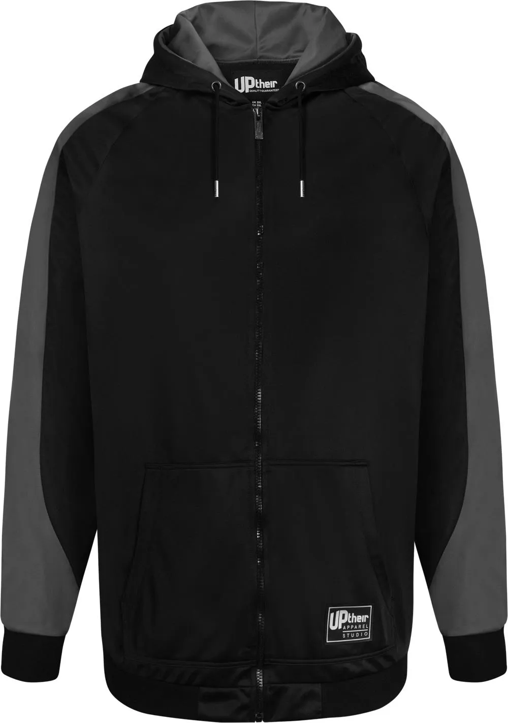 Uptheir Victor Raglan Sleeve Full Zip Hoody - Black