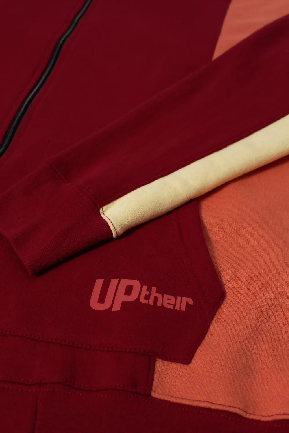 Uptheir Vulcan Contrast Zip Hoody - Red Salmon