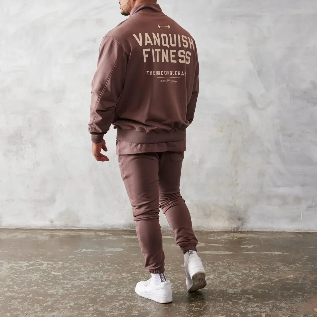 VANQUISH FITNESS  |Street Style Long Sleeves Plain Cotton Logo Skater Style