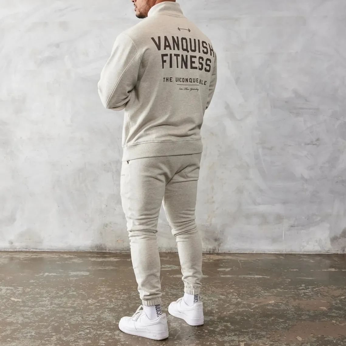 VANQUISH FITNESS  |Street Style Long Sleeves Plain Cotton Logo Skater Style