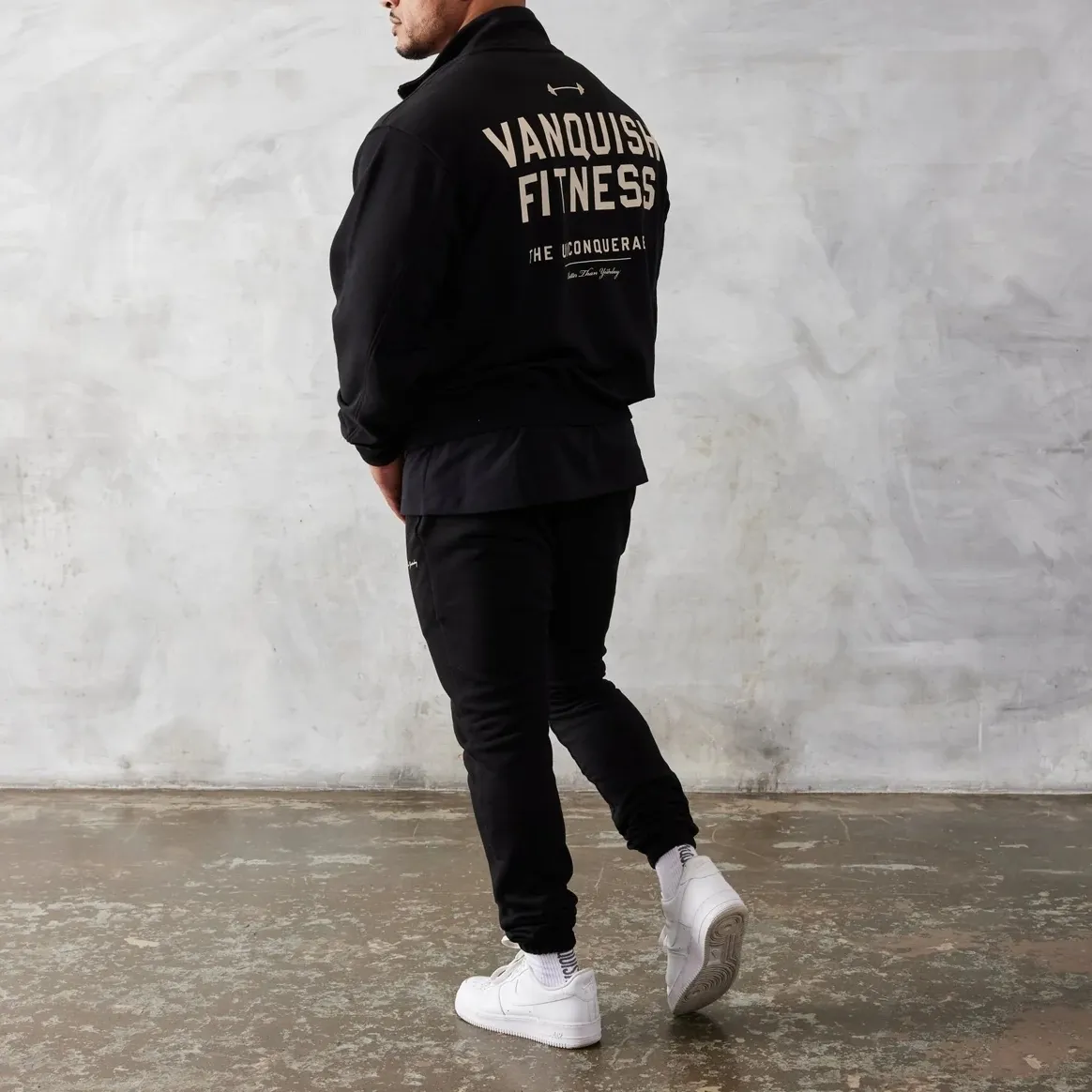 VANQUISH FITNESS  |Street Style Long Sleeves Plain Cotton Logo Skater Style