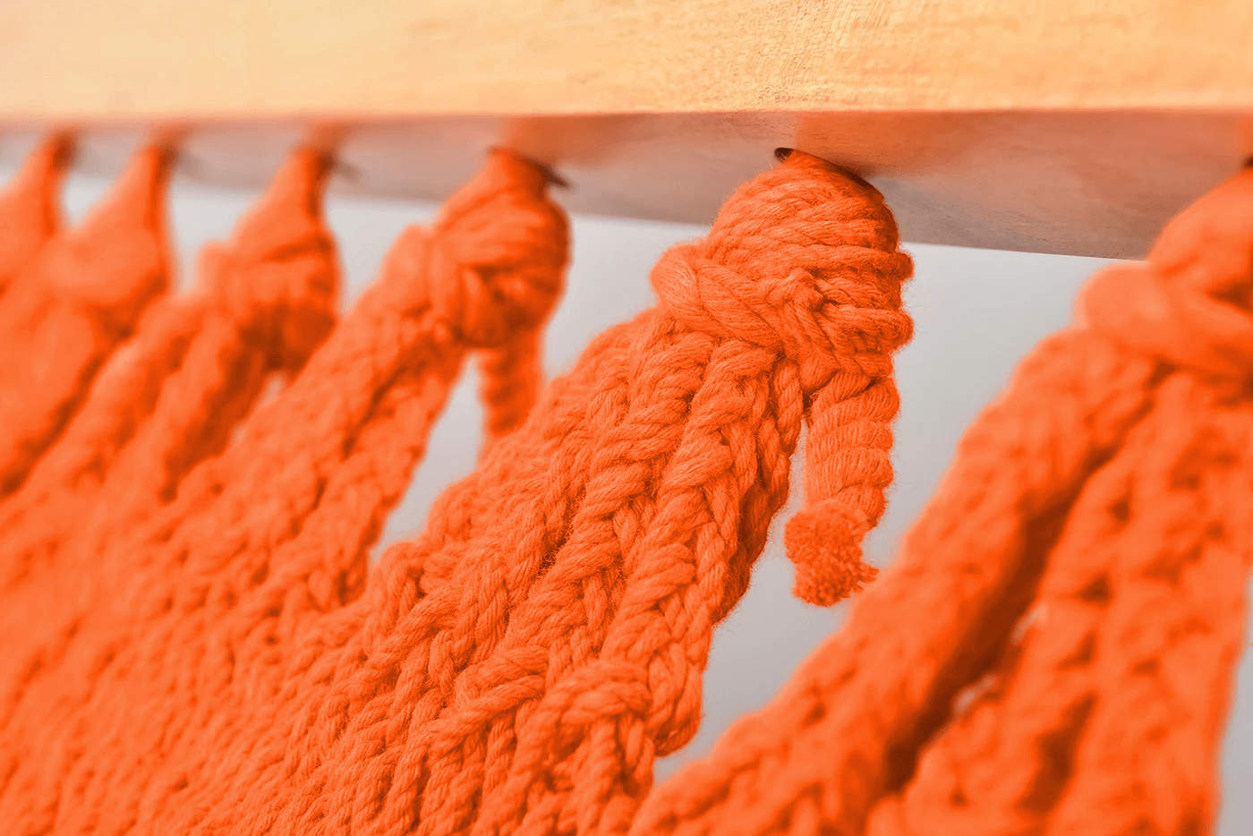 Vivid Orange Cotton Hammock (Wooden Bar)