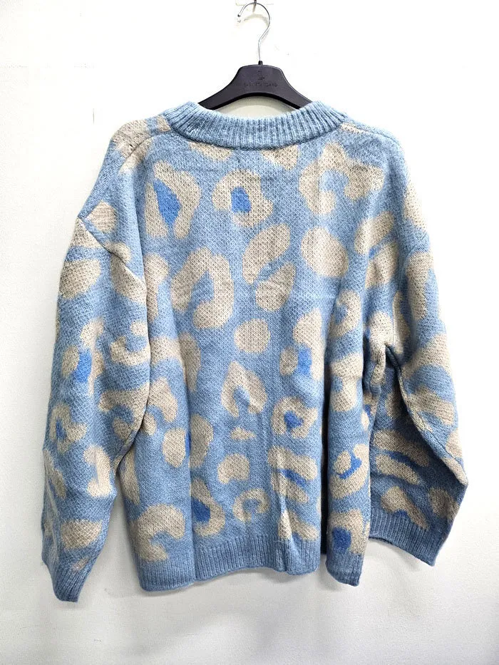 Wai Kei  |Leopard Patterns Street Style Long Sleeves Logo Cardigans