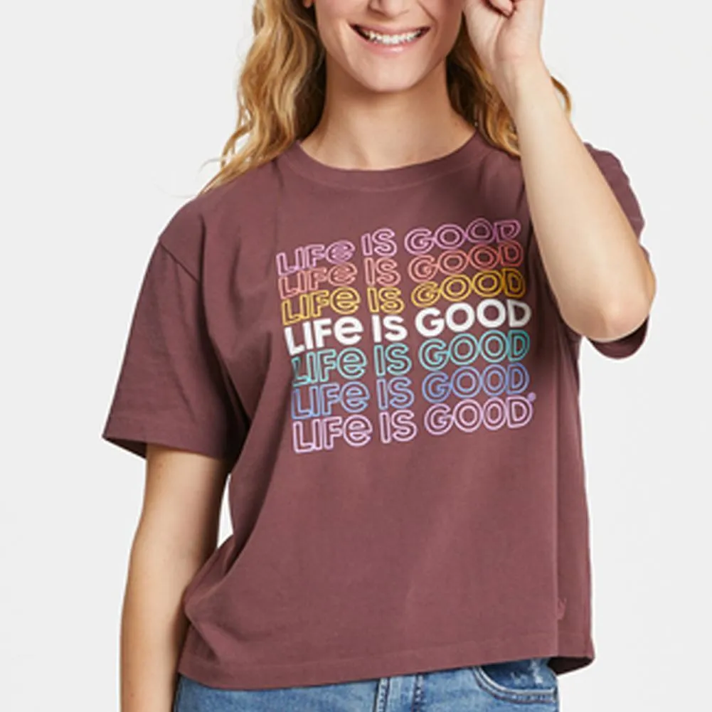 Women's LIG Multi-Stack Boxy Crusher Tee - Mahogany Brown - 77675