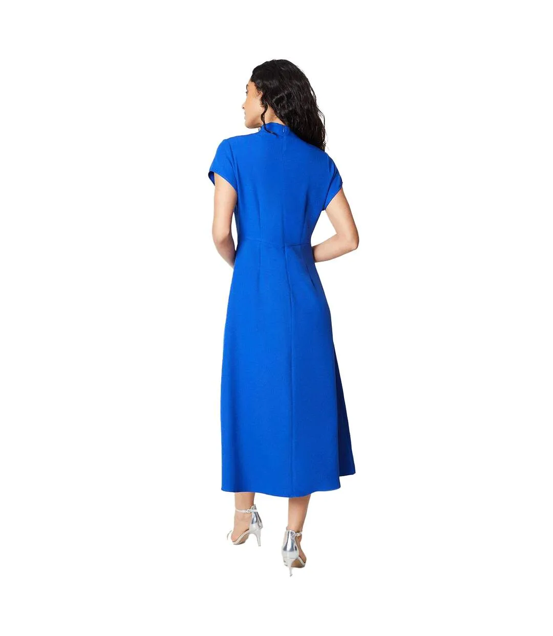 Womens/ladies occasion ruched side fitted and flared midi dress cobalt Principles