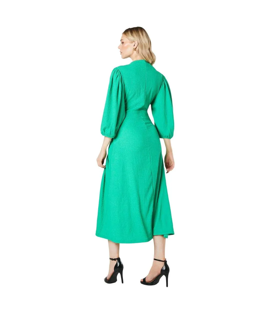 Womens/ladies ruched jersey textured midi dress green Principles