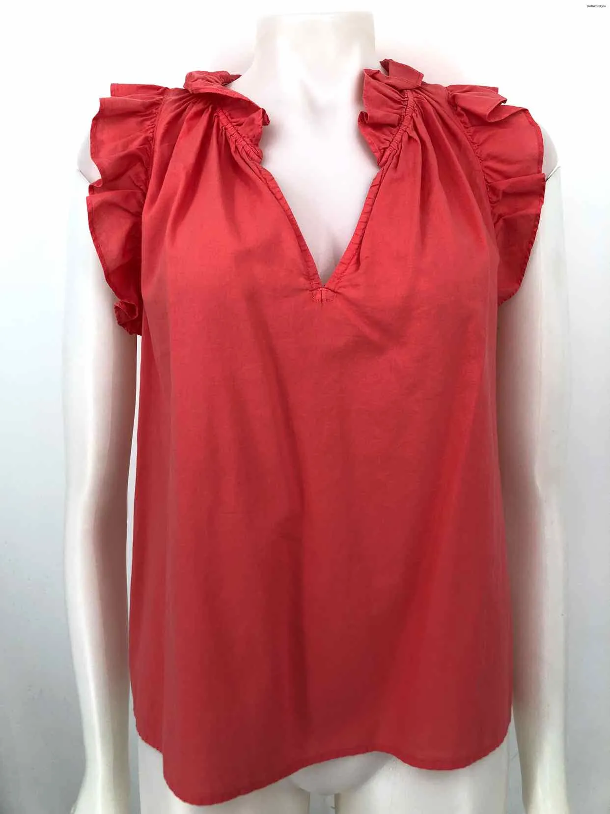 XIRENA Coral Cotton Ruffle Trim Short Sleeves Size SMALL (S) Top